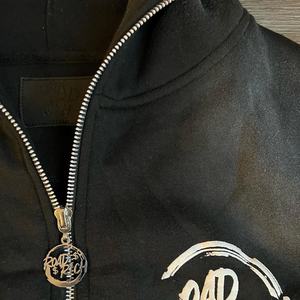 Personalizado bordado apliques desgastado Zip up ácido lavado chándal Unisex acampanado pantalones de chándal y sudaderas con capucha conjuntos chándales para hombres - Product Image 4