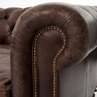 Sofá Seccional Chesterfield de Madera Maciza Blue Ocean, Convertible, Extensible, Moderno, Reclinable, de Tres Plazas, con Espuma Refrigerante y Aluminio