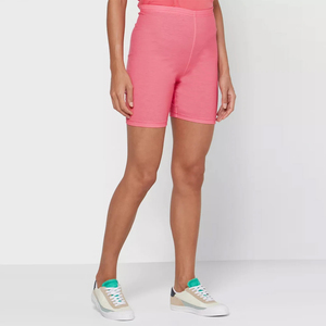 Ensemble t-shirt uni coloré et décontracté de haute qualité pour femmes costume deux pièces en tissu à tricoter avec logo personnalisé - Product Image 2