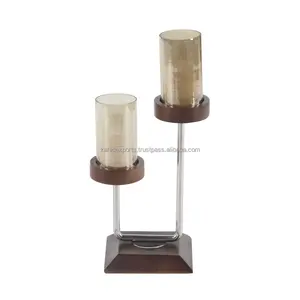 Bougeoir en fer noir de qualité supérieure pour tables à manger de luxe Bougeoir avec bambou pour décoration de Noël à la maison par Zahid Exports - Product Image 2