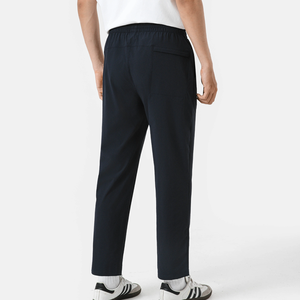 OEM Men's Casual Mid Waist Canvas Pencil <b>Trousers</b> Lightweight <b>Stretchy</b> Sporty Style with Drawstring and Back Zipper Pocket - Product Image 2