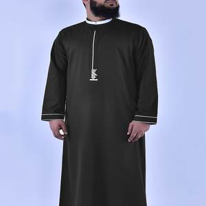 El más vendido 2025 Premium <span class=keywords><strong>Cuff</strong></span> Neckline bordado Thobe para hombres musulmanes Lujoso Loose Fit Ramadan Eid Ceremonia - Product Image 1