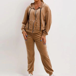 Branded Customer OEM Design Service <b>Women</b> Fashion Custom Plain <b>Velour</b> <b>Tracksuit</b> Ladies Velvet Breathable <b>Tracksuits</b> for Girls - Product Image 5