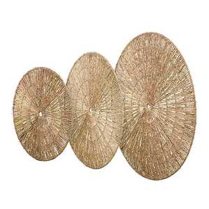 Ensemble de trois plaques murales tissées en jonc de mer de conception côtière Sunburst du Vietnam avec format de corde - Product Image 4