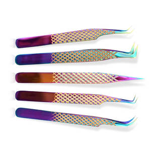 Pince à épiler pour extensions de cils en acier inoxydable noir, sans cruauté, pointue, droite, incurvée, pince à épiler pour le maquillage, prix de gros - Product Image 3