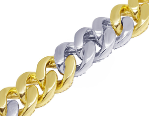 Trendy Charm Two-Tone Plated S925 Sterling Silver Round Moissanite Cadena de eslabones cubanos para hombres-Regalo de boda - Product Image 4