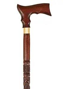 Bastón de Senderismo Plegable de Latón Estilo Antiguo Vintage, Bastón de 3 Secciones, Duradero, con Mango de Madera y Punta de Goma para Zurdos - Product Image 3