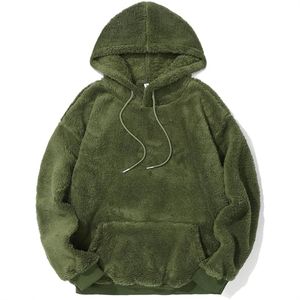 Customizable High Quality <b>Sherpa</b> Fuzzy Hooded Pullover ODM Long Sleeve Winter Sweatshirt Solid Outerwear Pocket for <b>Men</b> Women - Product Image 1