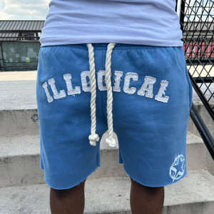 Pantalones Cortos Deportivos Casuales para Hombre, Estilo Vintage, con Cordón Ajustable, Lavado Ácido, Apliques Bordados, Cintura Media, 100% Algodón - Product Image 2