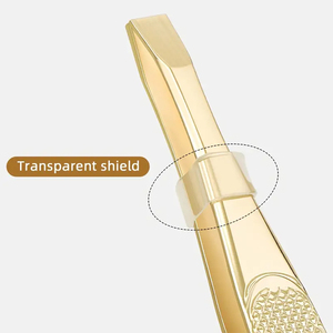 Pinzas para Cejas Inclinadas de Grado Quirúrgico, Recubiertas de Oro, para Depilación con Hilo, con Mango Impreso Cómodo - Product Image 6