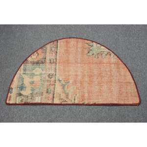 Alfombra turca clásica de retazos naranja y azul, 2,5x1,5 pies, lana viscosa, látex de poliéster para adolescentes, juegos de alfombras para sala de estar - Product Image 1