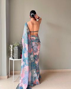 Saree de seda Vichitra con Secuencia de trabajo, Border Saree con blusa, hermoso, azul claro, encantador - Product Image 3