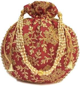 High Quality Heavy Embroidered Potli <b>Purse</b> With Wristlet for Women Wrist Potli <b>Purse</b> Handicraft Handmade - Product Image 3