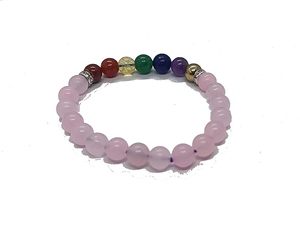 Pulsera de cristal Sevan Chakra con cuentas redondas de cuarzo rosa, joyería de moda para hombres y mujeres, estilo Feng Shui, regalo de energía - Product Image 6