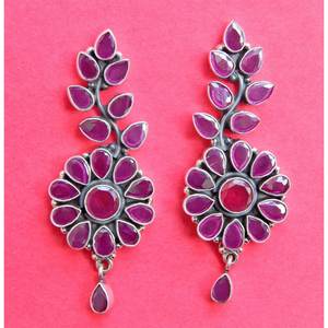 925 Sterling Silver Ruby <b>Stud</b> <b>Earrings</b> Handmade Rose Gold Faceted Gemstone Fine Jewelry Gift for <b>Girls</b> and Women - Product Image 3