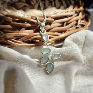 Pendentif en argent feuille de calcédoine Aqua Pendentif en pierre précieuse en argent élégant meilleur cadeau pour elle - Product Image 3