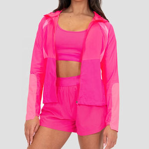 Ensembles personnalisés de haute qualité pour femmes short et veste coupe-vent deux pièces ensemble de short et coupe-vent en nylon avec fermeture éclair - Product Image 4