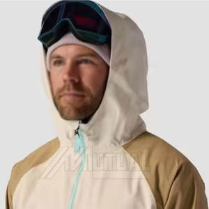 Veste de neige de haute qualité pour hommes conception personnalisée imperméable et respirante avec fermeture à glissière à col coupe-vent à capuche - Product Image 2