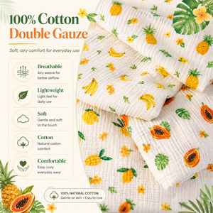 Tissu en gaze 100 % coton imprimé en gros, doux, double <span class=keywords><strong>couche</strong></span>, pour vêtements <span class=keywords><strong>de</strong></span> bébé et langes - Product Image 1