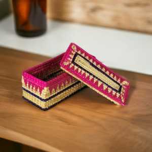 Caja multiusos de utilidad de hierba Sikki ecológica hecha a mano india, forma rectangular, estilo artístico, decoración del hogar, precio al por mayor - Product Image 5