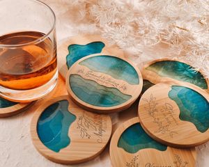 Colorful Resin and Wood <b>Drink</b> <b>Coasters</b>, Perfect Tabletop Decor, Waterproof Heat-Resistant Easy-to-Clean Stone <b>Coasters</b> - Product Image 6