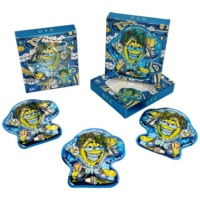 Nouvelles pochettes Mylar découpées à l'emporte-pièce avec fermeture éclair et fenêtre de forme irrégulière, en stock