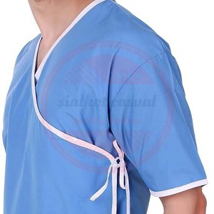 Batas de paciente médico profesional para mujeres y hombres Batas de paciente de alta calidad de algodón de punto para hospital - Product Image 5