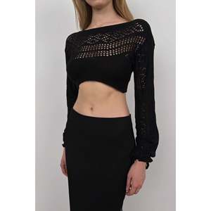 Blouse en tricot à détails organiques - Noir - Noir - Product Image 3