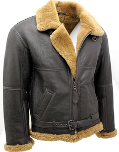 Wholesale Customizable <b>Aviator</b> Vintage <b>Shearling</b> Winter Leather <b>Jacket</b> Warm Faux Fur Zipper Cowhide Plain Dyed Leather <b>Jacket</b> - Product Image 2