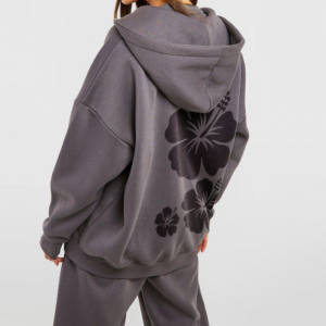 Sweats à capuche en tissu non tissé imprimé pour femmes, streetwear, hiver/automne, capuche en polaire respirante, tailles personnalisables, logo avant, design élégant - Product Image 4