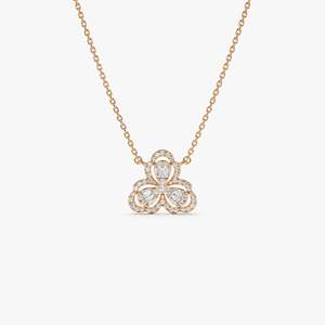 สร้อยคอประดับเพชรโคลเวอร์สีทอง14K สร้อยคอ0.25Ctw ออกแบบได้ตามต้องการผู้ผลิตเครื่องประดับสร้อยคอจี้เพชรโคลเวอร์ - Product Image 4