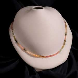 Collier Tourmaline pastèque octobre pierre de naissance 2mm 3mm perles à facettes pierre précieuse naturelle faite à la main 925 bijoux en argent pour les femmes - Product Image 5