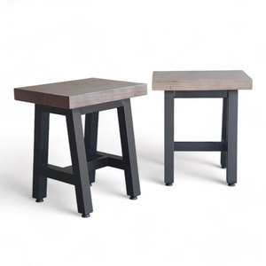 Minimalist Design Combo Set 70x70cm Square <b>Pine</b> Wood Coffee <b>Table</b> and 2 Durable Stools CBCF275 - Product Image 4