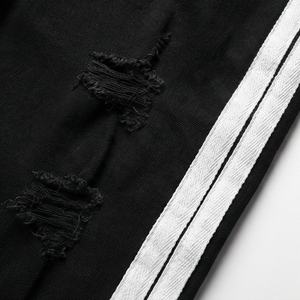 Jeans décontractés pour hommes, pantalon de mode streetwear, poches plaquées, denim déchiré, couleur personnalisée, pantalon en denim, taille plus, tissu polaire - Product Image 5