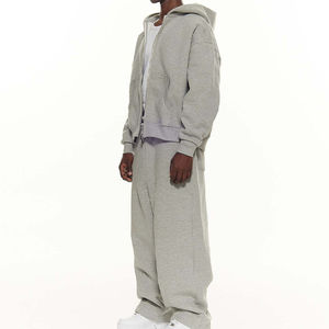 Chándales de invierno informales de peso pesado a la moda con logotipo personalizado, chándales holgados con doble cremallera y hombros caídos personalizados de Material de alta calidad - Product Image 3