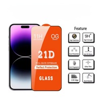 Protecteur d'écran en verre trempé 21D 9D 9H anti-rayures pour iphone 16 15 14 Pro Max Vente en gros de haute qualité