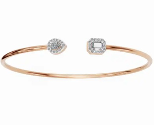 Bracelet Kada Serenite Duo Émeraude et Diamant Poire 0,506 Carats 30 Pierres Or Jaune Rose Blanc 9k 14k 18k Luxe - Product Image 2