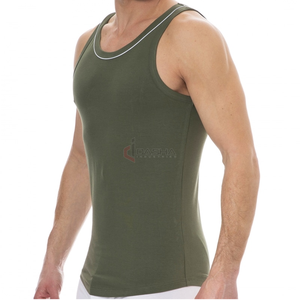 Personalizado al por mayor de los hombres de algodón acanalado gimnasio camiseta sin mangas en blanco atlético de entrenamiento chaleco Fabricante - Product Image 3