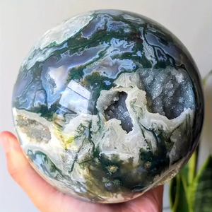 Wholesale Healing Stones Crystal Ball Polished Green Moss <strong>Agate</strong> Sphere <strong>for</strong> Home Decoration - Product Image 1