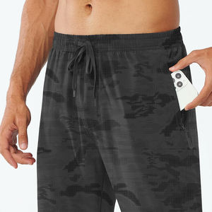 Pantalons pour hommes d'usine de haute qualité Streetwear tissu tricoté conceptions de logo personnalisé pantalons de jogging empilés avec poche pour hommes - Product Image 4