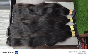 Indien brut Temple unique donneur soyeux noir Remy cheveux Bundle Super Double dessiné cheveux se termine brillant en vrac cheveux tissage Extension - Product Image 2