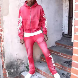 Poids lourd Sun Faded Baggy pantalon de survêtement droit AcidWash sweat à capuche Sun Faded Flare survêtements en gros hommes survêtement ensemble Jogging - Product Image 6