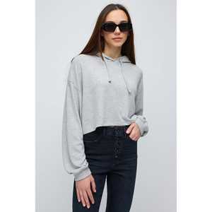 Haut court à capuche en tissu tricoté au toucher doux - Product Image 3