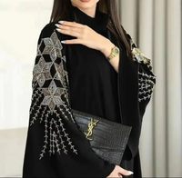 Abaya de Seda Hecha a Mano para Mujer, Marca Emira Luxe, con Bordado Exquisito, Antiarrugas, Manga Larga, Color Personalizado, para Oración