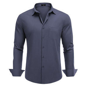 Camisas de Vestir Formales para Hombre, 100% Algodón, Sólidas, Personalizadas OEM, de Alta Calidad, Estilo Casual de Negocios, Manga Larga, Secado Rápido, Cuello Alto, Corte Regular - Product Image 3