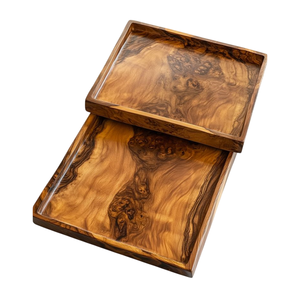 Plateau de service rond classique en bois de manguier avec poignées en métal noir, plateau décoratif pour la maison, l'hôtel et la décoration de la cuisine - Product Image 6