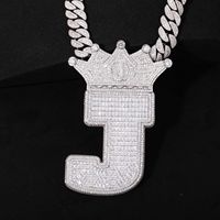 5A CZ Kronen-Buchstaben-Anhänger-Halskette für Herren, vollständig mit Pavé besetzt, Hip-Hop-Schmuck, sofort lieferbar für Online-Modehändler