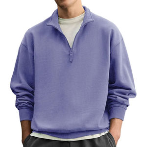 Sweat-shirts à col montant de haute qualité pour hommes, en coton mélangé, logo personnalisé, molleton de coton lourd, sweat-shirts à demi-zip - Product Image 2