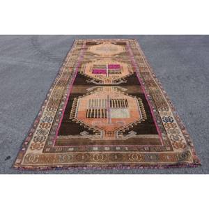 Traditionnel Brun Orange 5.7 X 13ft Tapis Turc Classique Patchwork Design Laine Viscose Matériel Latex pour Vivre pour les Adolescents - Product Image 1