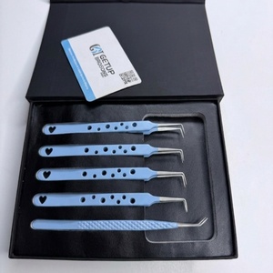 Pinzas para Pestañas de Alta Calidad GETUP BROSONS IMPEX GBI-EET-2917 de Acero Inoxidable de 90/45 Grados, Color Azul, Punta Lisa, Agarre de Diamante - Product Image 6